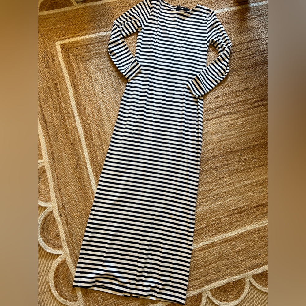 GOOORGEOUS VINTAGE J CREW LONG SLEEVE STRIPED MAXI DRESS SIZE 8 TALL WORN ONCE!